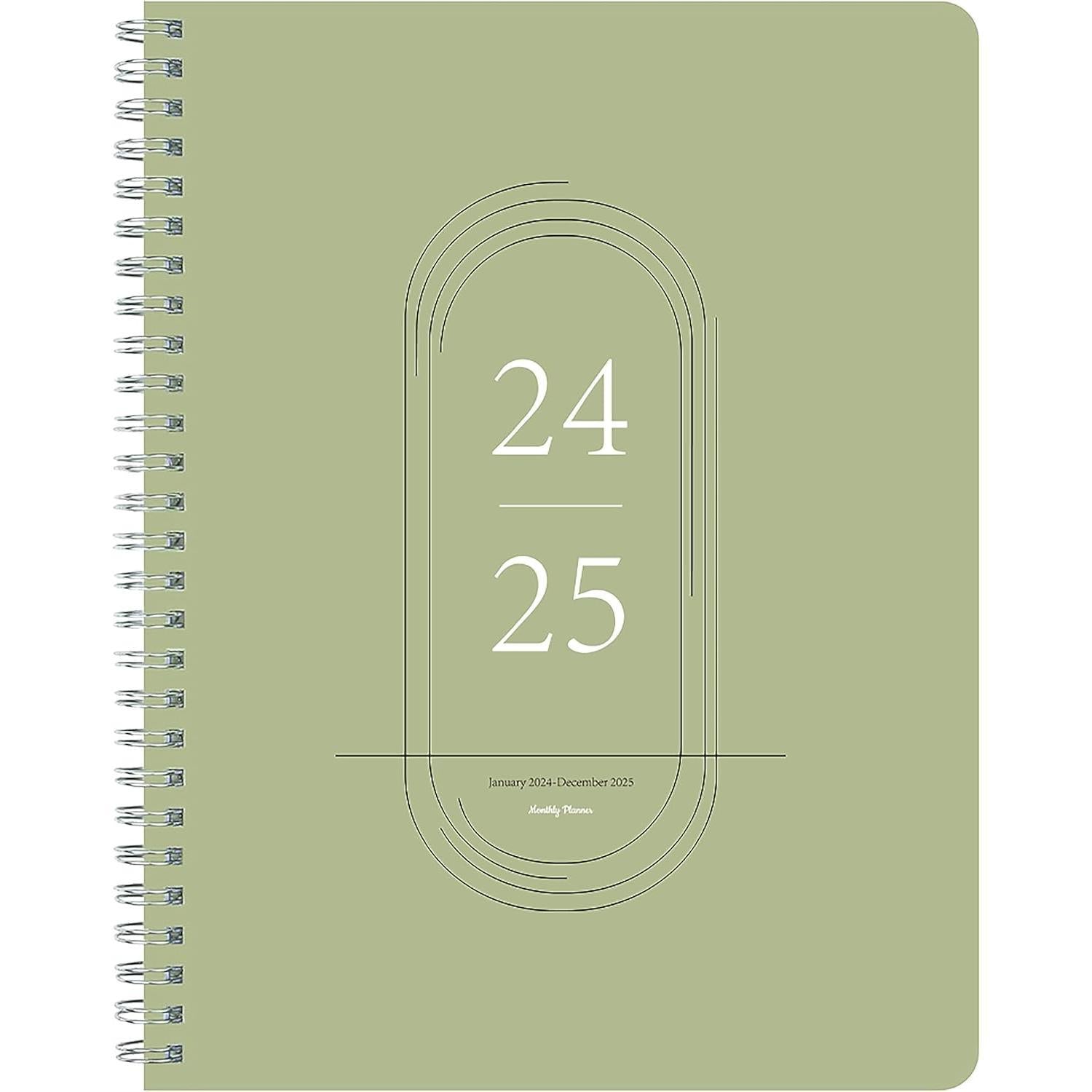 Monthly_Planner_Jan_2024_-_Dec_2025,Simple_Calendar_Planner_Notebook_7"_x_9"_Soft_PVC_Cover_Spiral_Binding_With_Goals_To_Do_List,_Easy_Organize_Your_Schedules