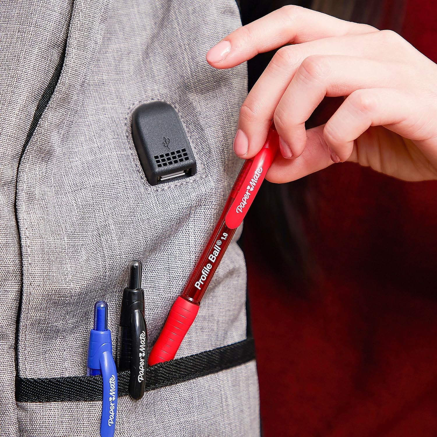 Paper_Mate_Profile_Ballpoint_Pen,_Retractable,_Medium_1_Mm,_Black_Ink,_Translucent_Barrel,_4/pack