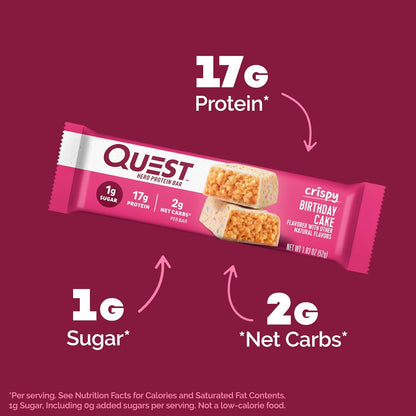 Quest_Nutrition_Crispy_Birthday_Cake_Hero_Protein_Bar,_17g_Protein,_1g_Sugar,_2g_Net_Carbs,_Gluten_Free_Snack,_Keto_Friendly,_4_Count