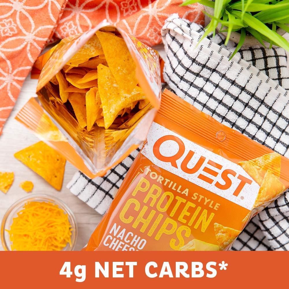 Quest_Nutrition_Nacho_Cheese_Tortilla_Style_Protein_Chips,_18g_Protein,_4g_Net_Carb,_Low_Carb,_Gluten_Free,_1.1_oz_(Pack_of_12)