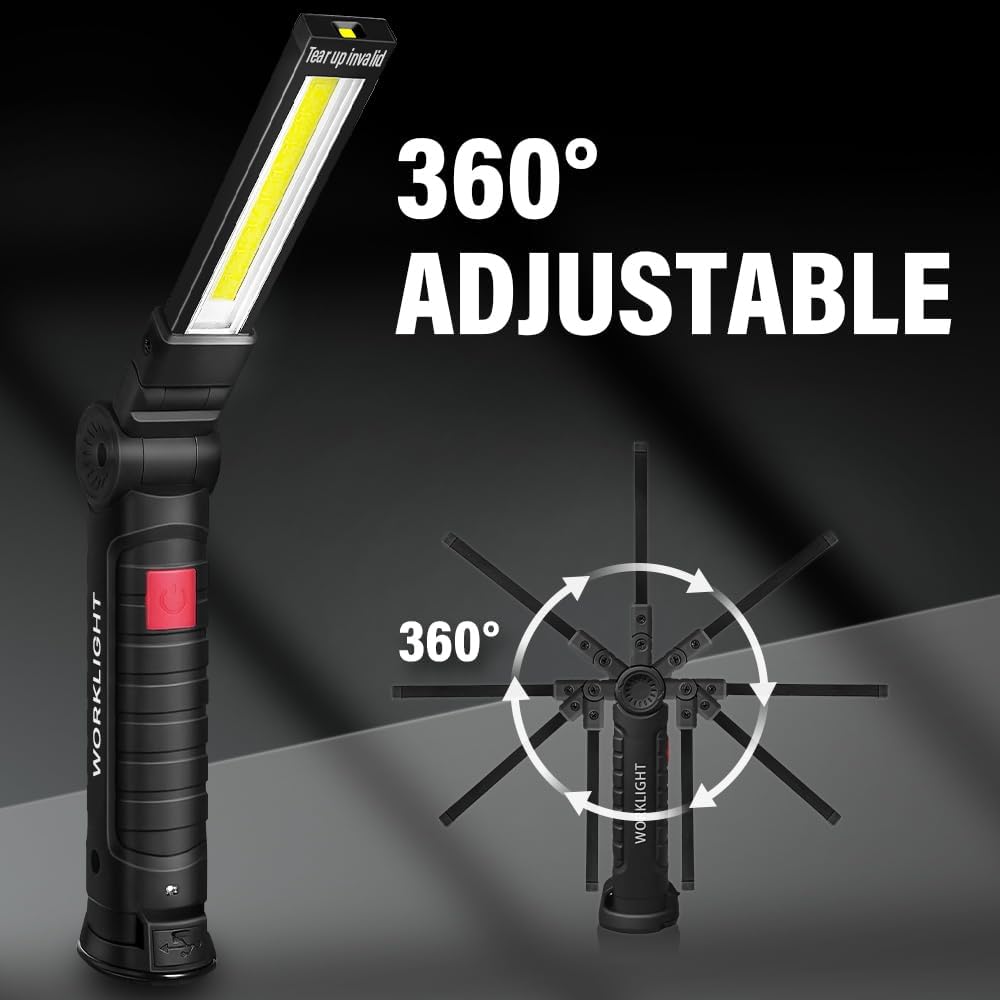 LED_Work_Light_Rechargeable_Flashlight,_Christmas_Stocking_Stuffers_Gifts_for_Men_Him_Husband_Mechanic_Torch_Grill_Light_Inspection_Lamp_Magnetic_Base_5_Modes_360°_Rotate_Car_Emergency_Repair_2PCS
