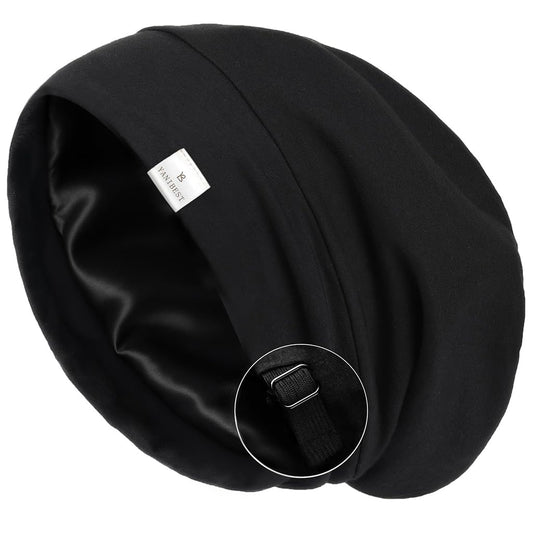 YANIBEST_Hair_Cover_Bonnet_Satin_Sleep_Cap_-_Adjustable_Stay_on_Silk_Lined_Slouchy_Beanie_for_Night_Sleeping_Surgical_Hats_Pure_Black