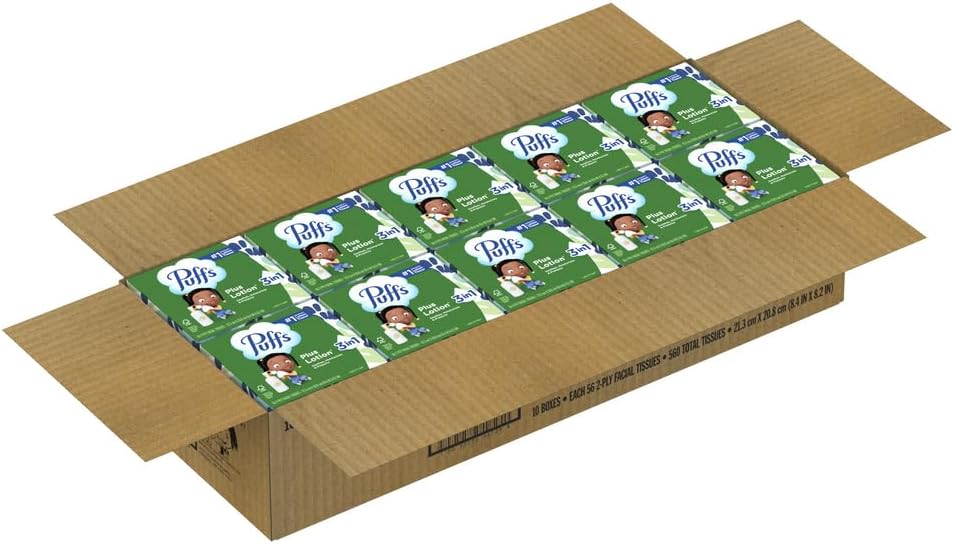 Puffs_Facial_Tissues_Plus_Lotion,_10_Cube_Boxes,_56_Facial_Tissues_per_Box,_Allergies_and_Colds_(Packaging_May_Vary)_(Packaging_May_Vary)