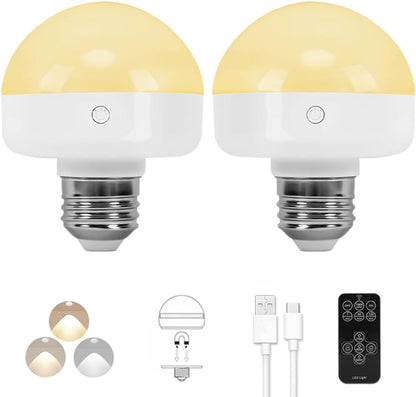 BLUEYE_Rechargeable_Battery_Operated_Light_Bulb,2Packs,300LM,40W_Equivalent,E26_Detachable_Charging(E12_available),4_Color_Temperature,Remote_Control_Puck_Emergency_Lamp,Timer,Dimmer,For_Non-Hardwired