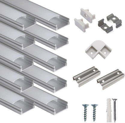 hunhun_10-Pack_3.3ft/1Meter_U_Shape_LED_Aluminum_Channel_System_with_Milky_Cover,_End_Caps_and_Mounting_Clips,_Aluminum_Profile_for_LED_Strip_Light_Installations,_Very_Easy_Installation