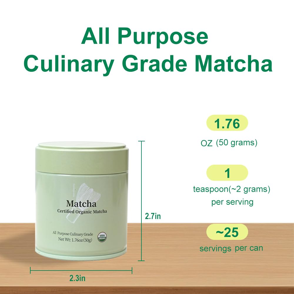 MatchAdmire_Premium_First_Harvest_USDA_Certified_Organic_Green_Tea_Matcha_Powder,_Rich_Flavor,_100%_Vegan_with_No_Fillers,_Radiation-Free_(50g_Culinary_Grade_Matcha)