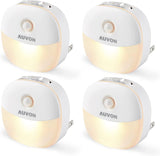 AUVON Plug in Night Light with Motion Sensor and Dusk to Dawn Sensor, Mini Warm White/Cool White LED Nightlight with 1-50 lm Adjustable Brightness for Bathroom, Hallway, Stairs, Bedroom, Kitchen, 4 Packs