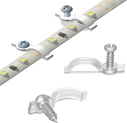 100_Pack_Strip_Light_Mounting_Brackets,Fixing_Clips,One-Side_Fixing,100_Screws_Included_(Ideal_for_10mm_Wide_Waterproof_Strip_Lights)