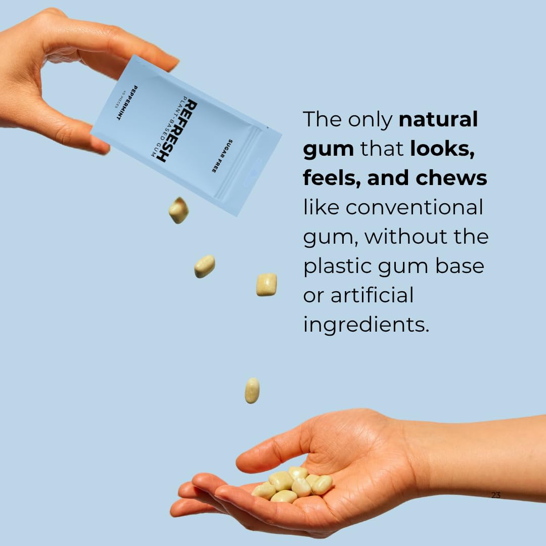 Refresh_Gum_Peppermint_–_Xylitol,_Sugar_Free_Chewing_Gum_Pouch,_Natural_Flavor_&_Organic_Ingredients_–_Aspartame_Free,_Plant-Based,_Non-GMO_–_45_Pieces