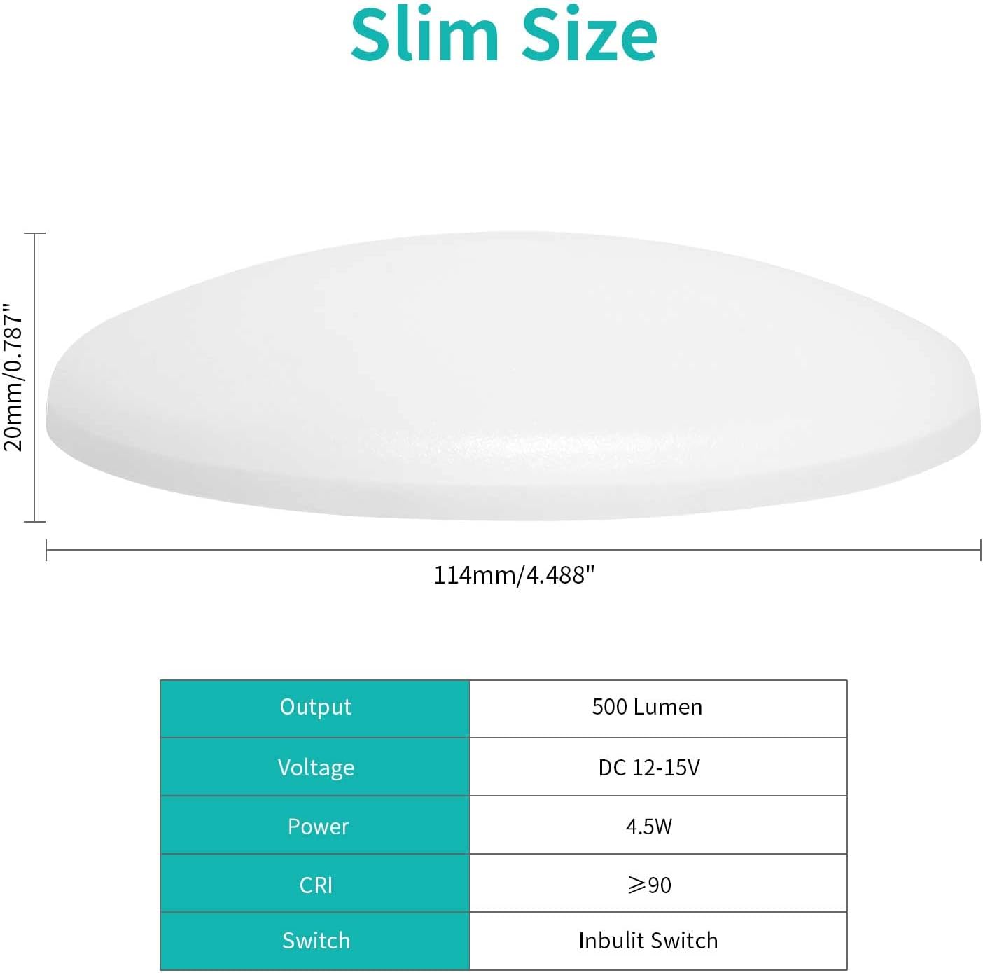 2/4/5_Pack_RV_LED_Ceiling_Puck_Light_RV_Boat_Interior_Light_DC_12V_Surface_Mount_Ceiling_Dome_Light,_4.5W_Panel_Downlight_for_Camper_Van_Travel_Trailer_Motorhome(Cool_White/Warm_White)