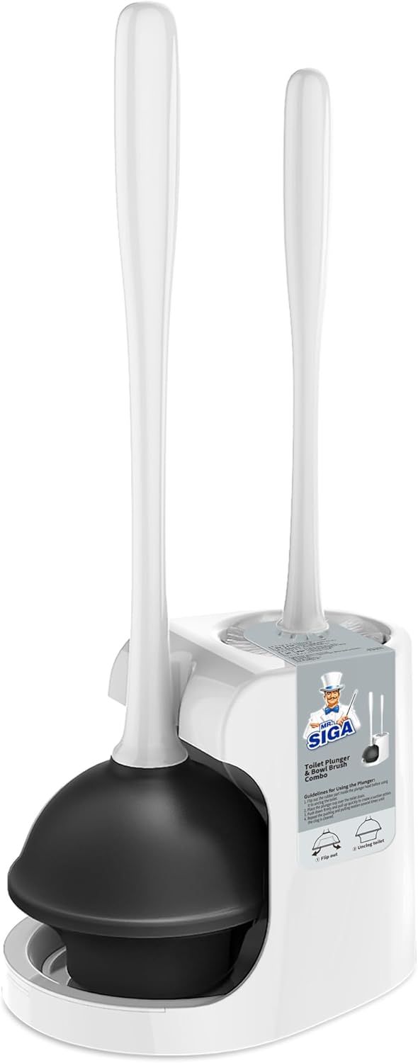 MR.SIGA_Toilet_Plunger_and_Bowl_Brush_Combo_for_Bathroom_Cleaning,_White,_1_Set