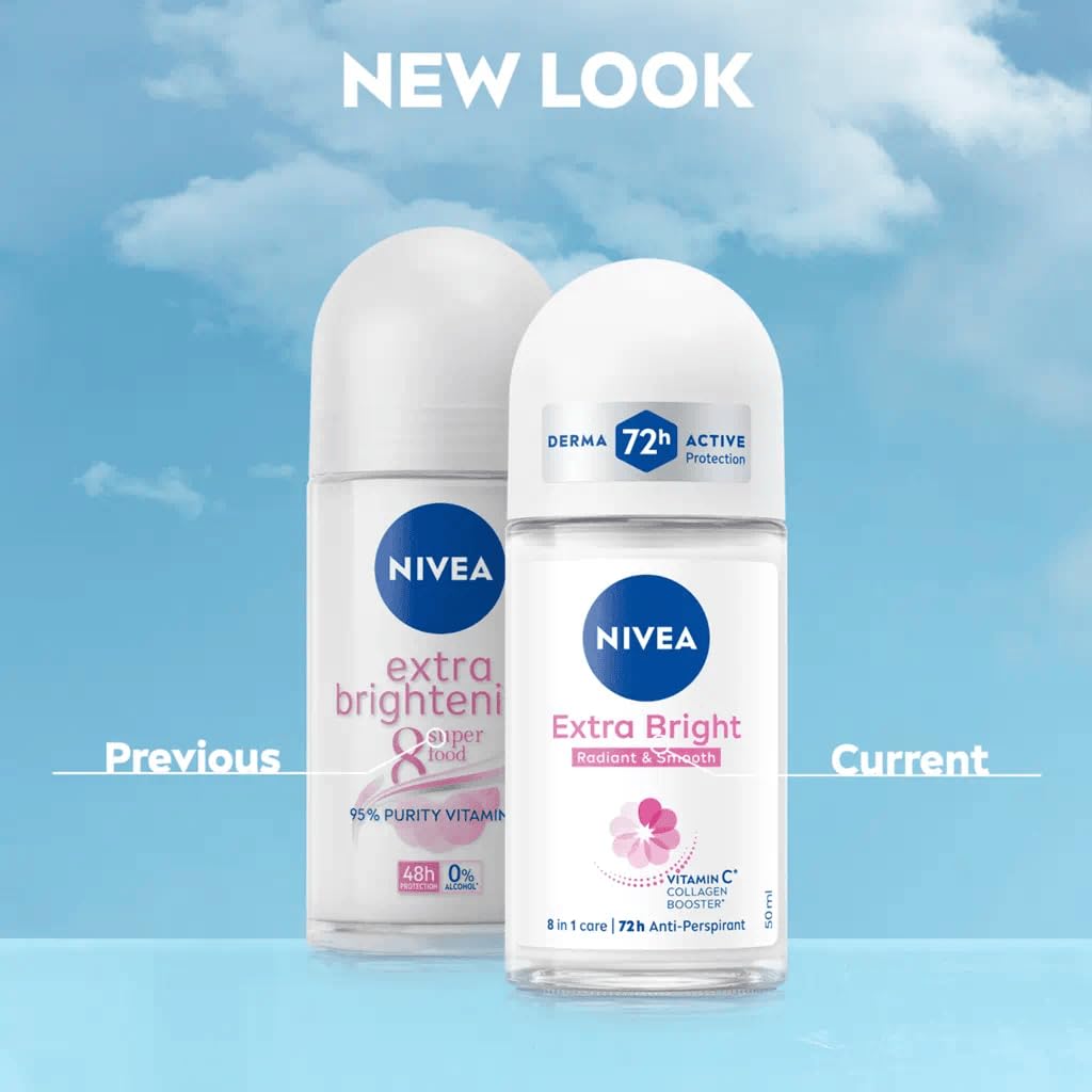 NIVEA_Extra_Bright_8_Super_Food_Vitamin_C_Collagen_Booster_Underarm_Roll-On_Deodorant,_Alcohol-Free,_72HR_Odor_Protection,_Smooth_&_Bright_Skin,_50ml,_1.69oz,_Pack_of_3