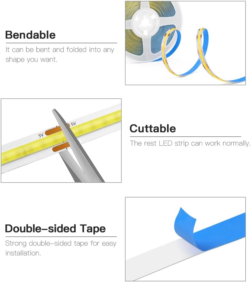 A_5V_USB_LED_Light_Strip,_COB_LED_Strip_Lights,_White_5V_LED_Lights,_Small_LED_Strip_Light,_TV_Lights_for_TV_Under_Cabinet_Kitchen_Living_Room_Shelving_or_Displays_(White/Warm_3.28ft/6.56ft)