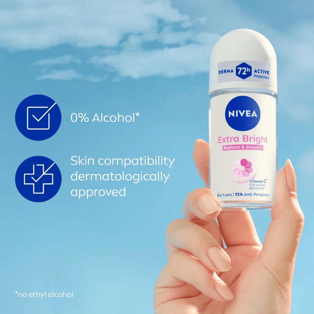 NIVEA_Extra_Bright_8_Super_Food_Vitamin_C_Collagen_Booster_Underarm_Roll-On_Deodorant,_Alcohol-Free,_72HR_Odor_Protection,_Smooth_&_Bright_Skin,_50ml,_1.69oz,_Pack_of_3