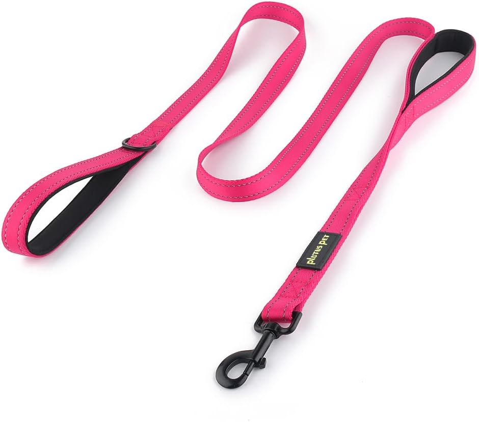 Plutus_Pet_Double_Handle_Dog_Leash_6ft_Long,_Padded_2_Handle,_Heavy_Duty,_Reflective_Training_Leash_for_Medium_Large_Dogs,_Dual_Handle_Lead_(Pink)