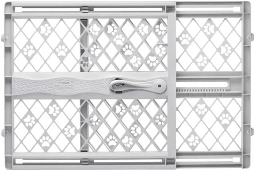MYPET_North_States_Paws_Portable_Pet_Gate:_26-40"_Wide._Pressure_Mount._No_Tools_Needed._Made_in_USA._Dog_Gate_23"_Tall,_Expandable,_Durable_Dog_Gates_for_Doorways,_Light_Gray