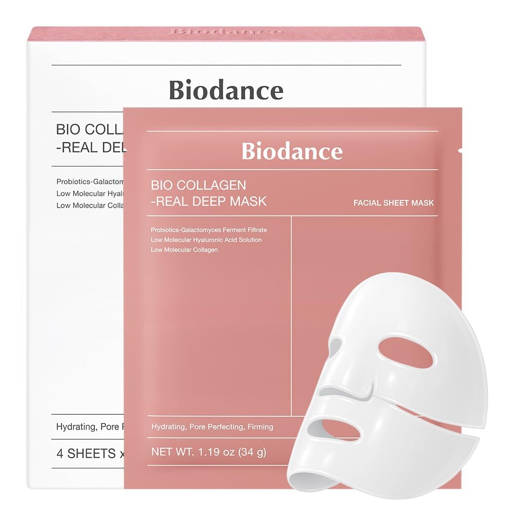 BIODANCE_Bio-Collagen_Real_Deep_Mask,_Hydrating_Overnight_Hydrogel_Face_Mask,_Pore_Minimizing,_Elasticity,_Plumping_Improvement,_Korean_Skin_Care_|_1.19oz(34g)_x_4ea