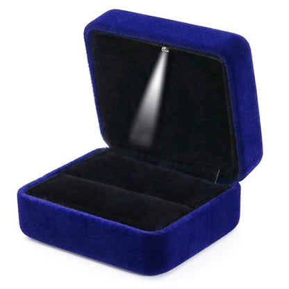 GBYAN Single Slot Velvet Ring Box for Engagement or Wedding with LED Light - Blue