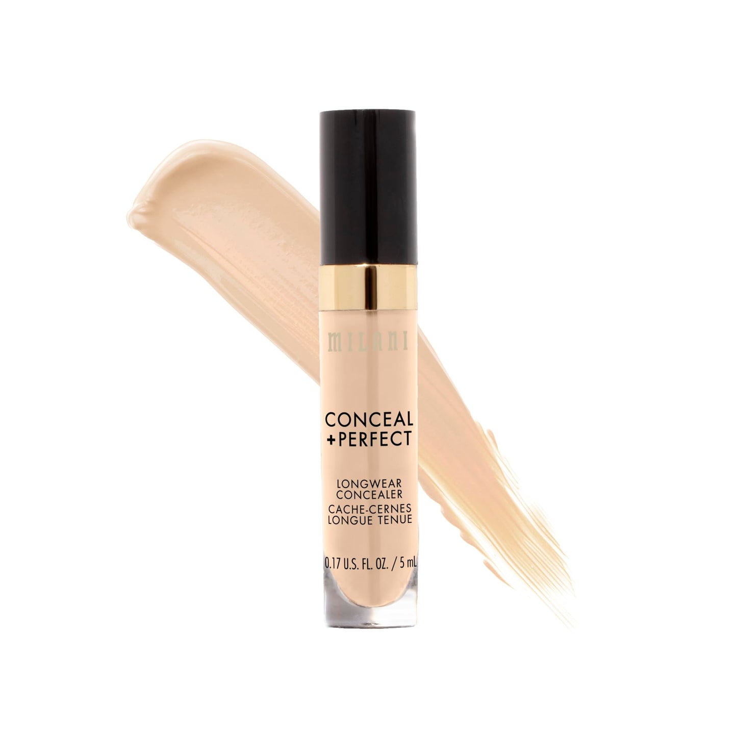 Milani Conceal + Perfect Longwear Concealer Full Coverage Infused with Hyaluronic Acid &amp;amp; Vitamin E, Cover Dark Circles, Blemishes &amp;amp; Skin Imperfections for Long-Lasting Wear - Light Nude