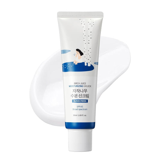 ROUND_LAB_Birch_Juice_Moisturizing_UV_LOCK_SPF_45,_1.69_Fl_Oz,_Hydrating_Lotion-like_Lightweight_Glow_Sunscreen_for_Sensitive_Skin,_No_White_Cast,_Fragrance-Free,_Protector_Solar,_Korean_Sunscreen