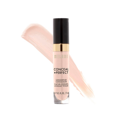 Milani Conceal + Perfect Longwear Concealer Full Coverage Infused with Hyaluronic Acid &amp;amp; Vitamin E, Cover Dark Circles, Blemishes &amp;amp; Skin Imperfections for Long-Lasting Wear - Ivory Rose