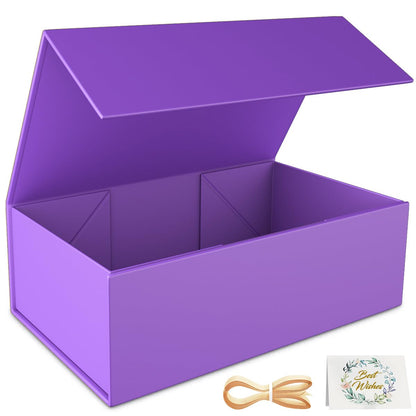 RYDDOY Purple Gift Box, 12x6x4&amp;#39;&amp;#39; Gift box for Presents with Lids Magnetic Closure Rectangle Collapsible for Bridesmaid Proposal Box, Wedding, Christmas, Halloween, Birthday Gift Packging