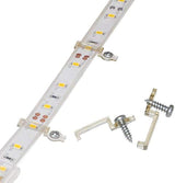 100 Pack Strip Light Mounting Brackets,Fixing Clips,One-Side Fixing,100 Screws Included (Ideal for 10mm Wide Waterproof Strip Lights)
