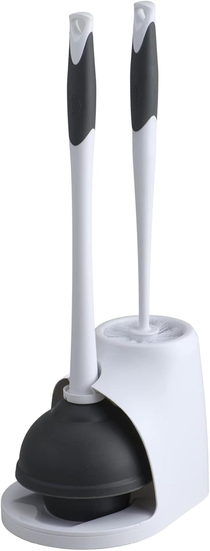 Clorox_Toilet_Plunger_and_Bowl_Brush_Combo_with_Caddy,_6.75_x_7_x_19.5_in,_White/Gray