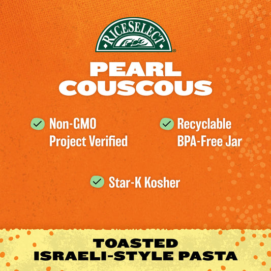RiceSelect_Pearl_Couscous,_Israeli-Style_Wheat_Couscous_Pasta,_Non-GMO,_24.5-Ounce_Jar,_(Pack_of_1)