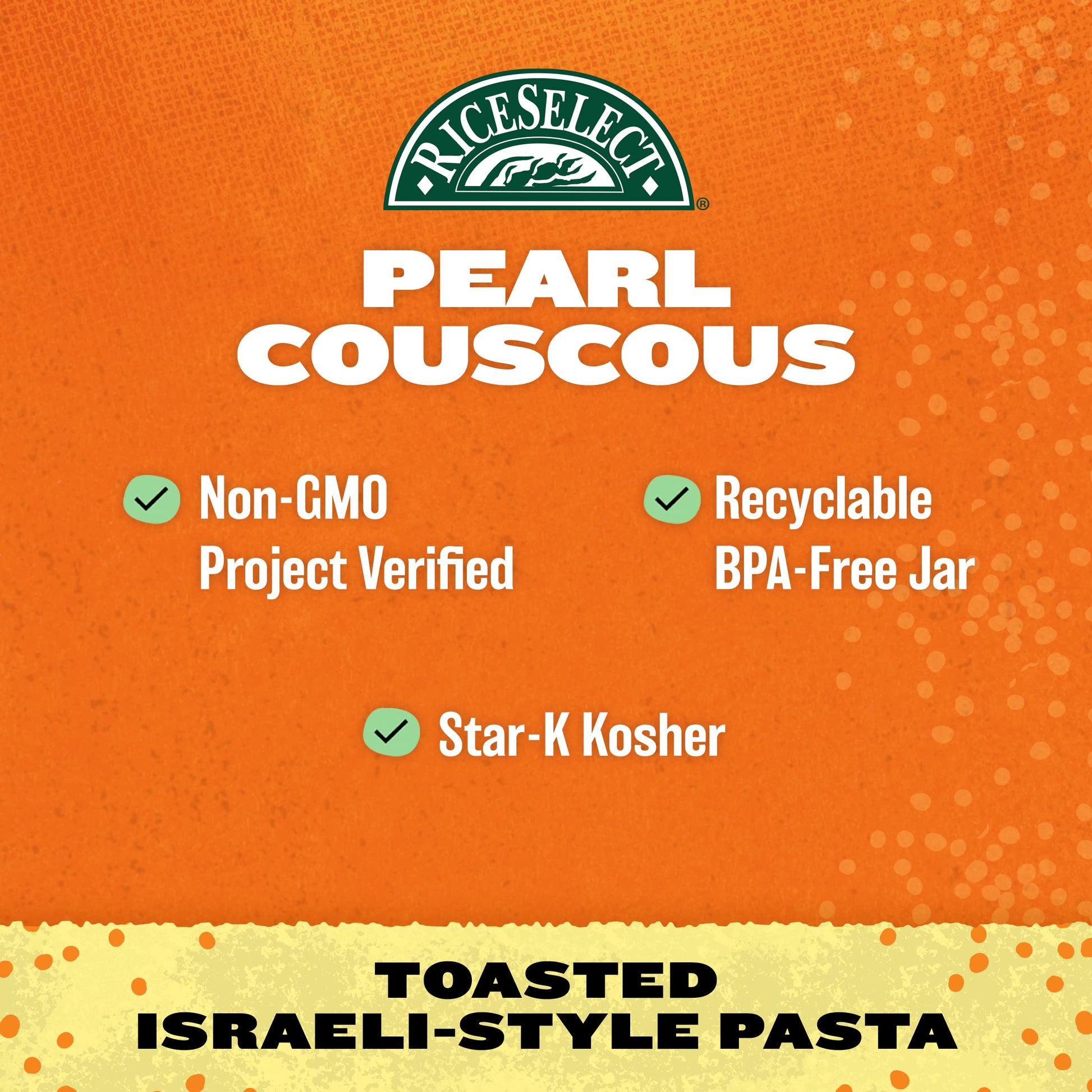 RiceSelect_Pearl_Couscous,_Israeli-Style_Wheat_Couscous_Pasta,_Non-GMO,_24.5-Ounce_Jar,_(Pack_of_1)