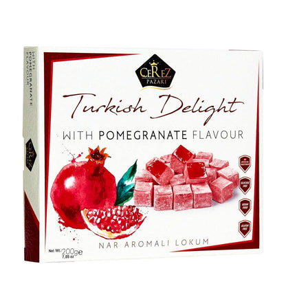 Cerez_Pazari_Turkish_Delight_with_Pomegranate_Flavour_200_gr_Gourmet__Gift_Box_Confectionery_Vegan_Candy_Dessert_Glucose_Free_Lokum_Approx.18_Pcs