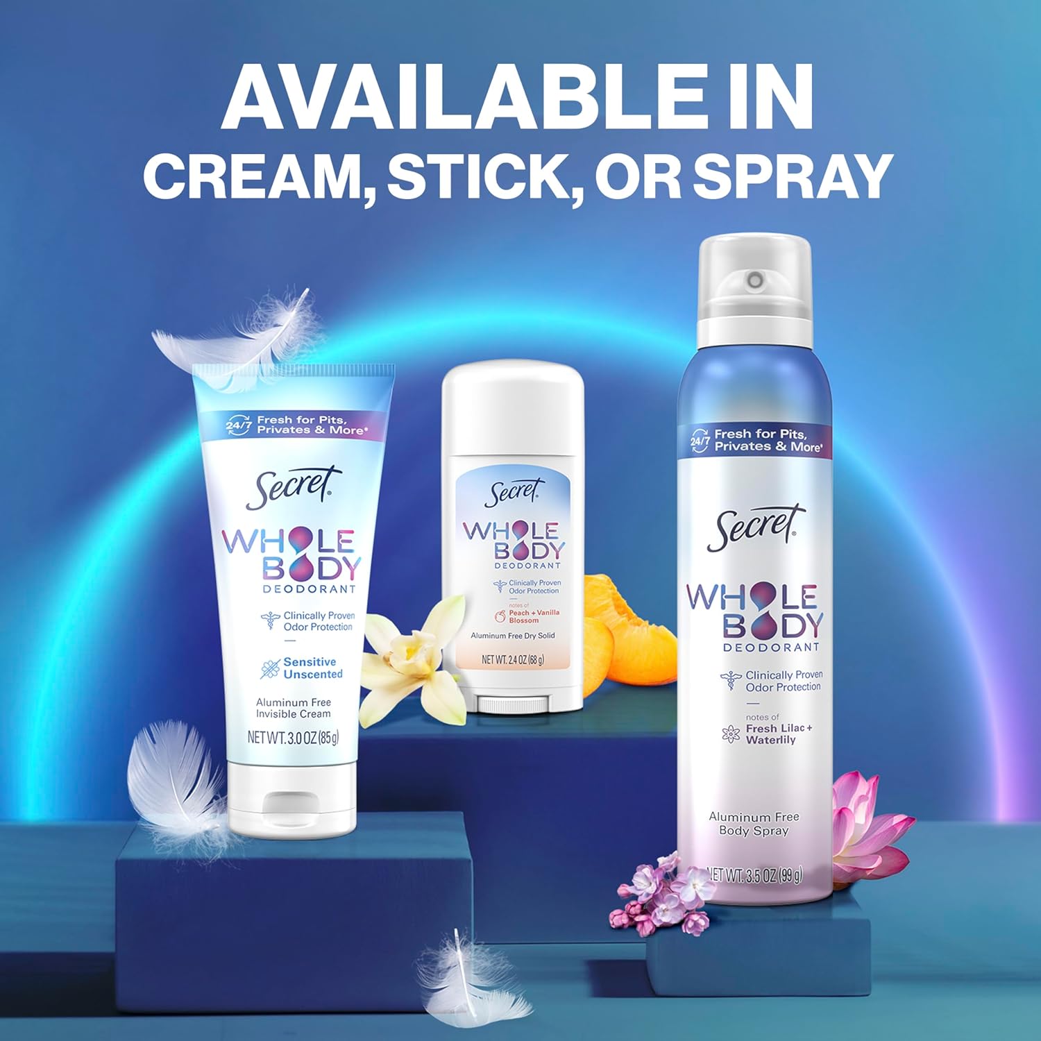 Secret_Whole_Body_Deodorant_for_Women,_Peach_&_Vanilla_Scent,_Aluminum_Free_Deodorant_Spray,_72_HR_Odor_Protection,_3.5_oz_Body_Care_Daily_Comfort_Cosmetic_Cleanser_Aroma