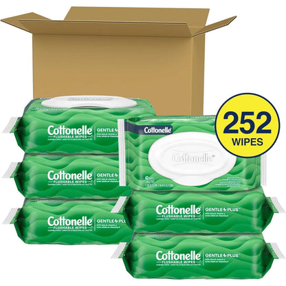 Flushable_Wet_Wipes_with_Aloe_&_Vitamin_E,_6_Flip-Top_Packs,_42_Wipes_Per_Pack_(252_Total_Wipes),_Packaging_May_Vary