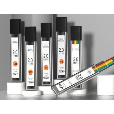 FourCandies_25PCS_Art_Mechanical_Pencil_Set_with_Case,_3PCS_Metal_Artist_Lead_Pencil_0.5,_0.7,_0.9_mm_&_3PCS_2mm_Lead_Holder(HB_2H_2B_4B_Color)_with_432PCS_Graphite_Lead_Refills_for_Drawing_Sketching