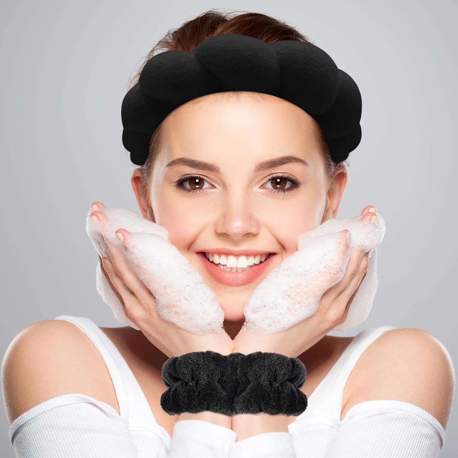 Spa_Headband_for_Washing_Face_Wristband_Sponge_Makeup_Skincare_Headband_Terry_Cloth_Bubble_Soft_Get_Ready_Hairband_for_Women_Girl_Puffy_Padded_Headwear_Non_Slip_Thick_Hair_Accessory