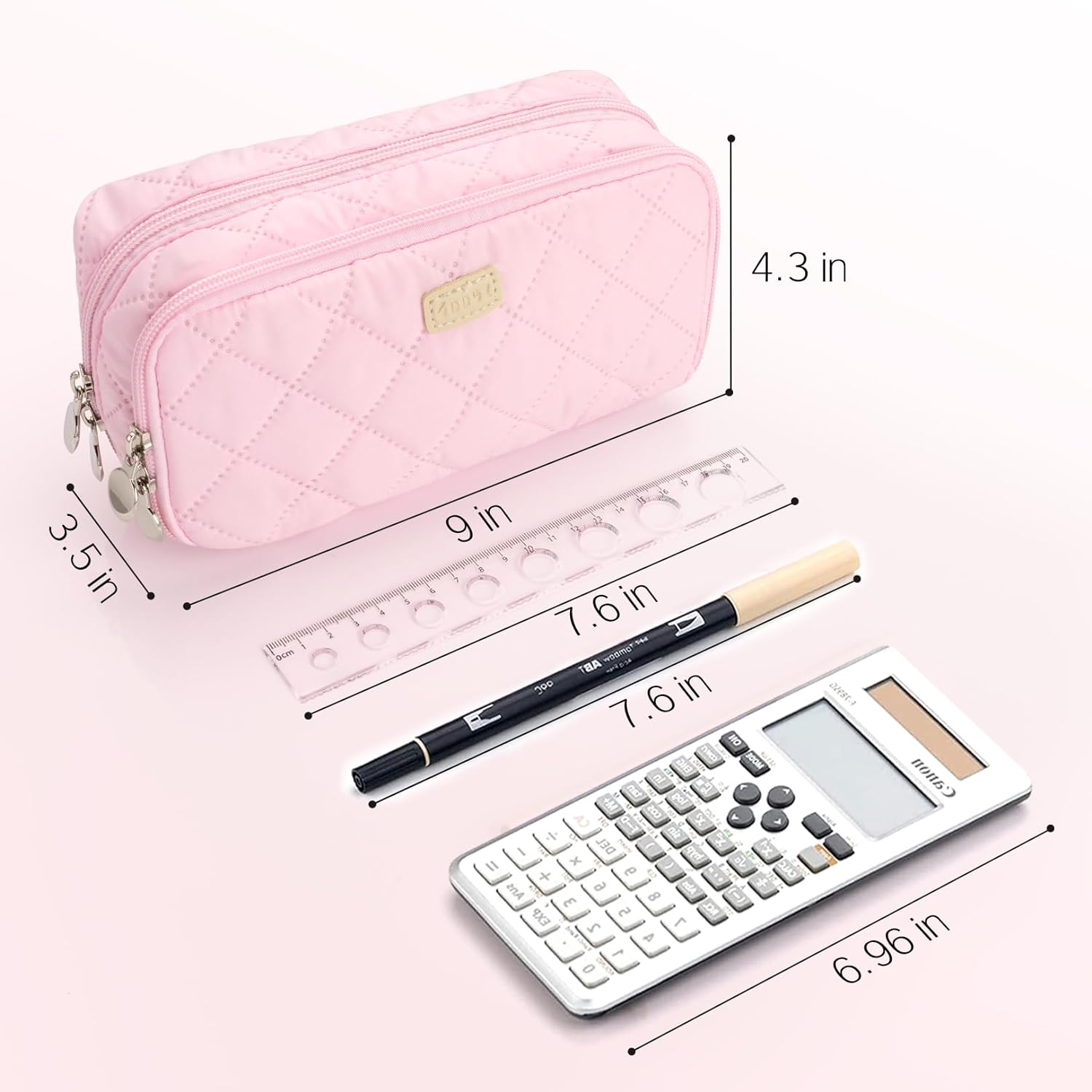 Sooez_Large_Pencil_Case_Pouch,Extra_Big_Pencil_Bag_with_8_Compartments,Pen_Bag_Wide_Opening,Soft_Quilted_Pencil_Pouch_Organizer_with_Zipper,Portable_Pencil_Case_for_Teen_Girls,Beige