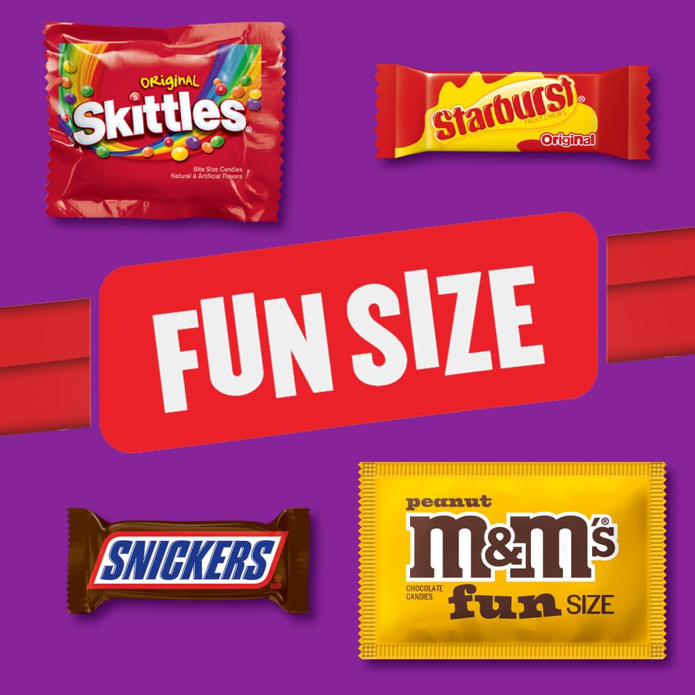 M&M'S_Peanut,_SNICKERS,_STARBURST_&_SKITTLES_Fun_Size_Individually_Wrapped_Halloween_Candy_Variety_Pack,_19.44_oz_Bulk_Candy_Bag