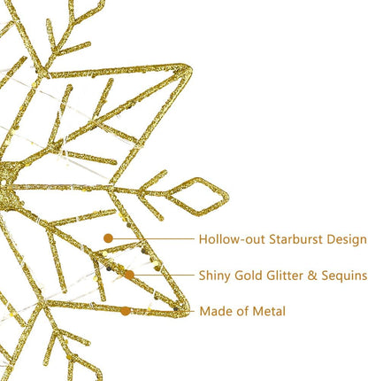 hogardeck_Christmas_Tree_Topper,_10_Inches_Lighted_Gold_Snow_Tree_Topper,_20_LED_Lights_Gold_Glitter_Powder_Snowflake_Tree_Toppers_Christmas_Decorations,_Battery_Powered_Timer_Xmas_Treetop_Star_Decor