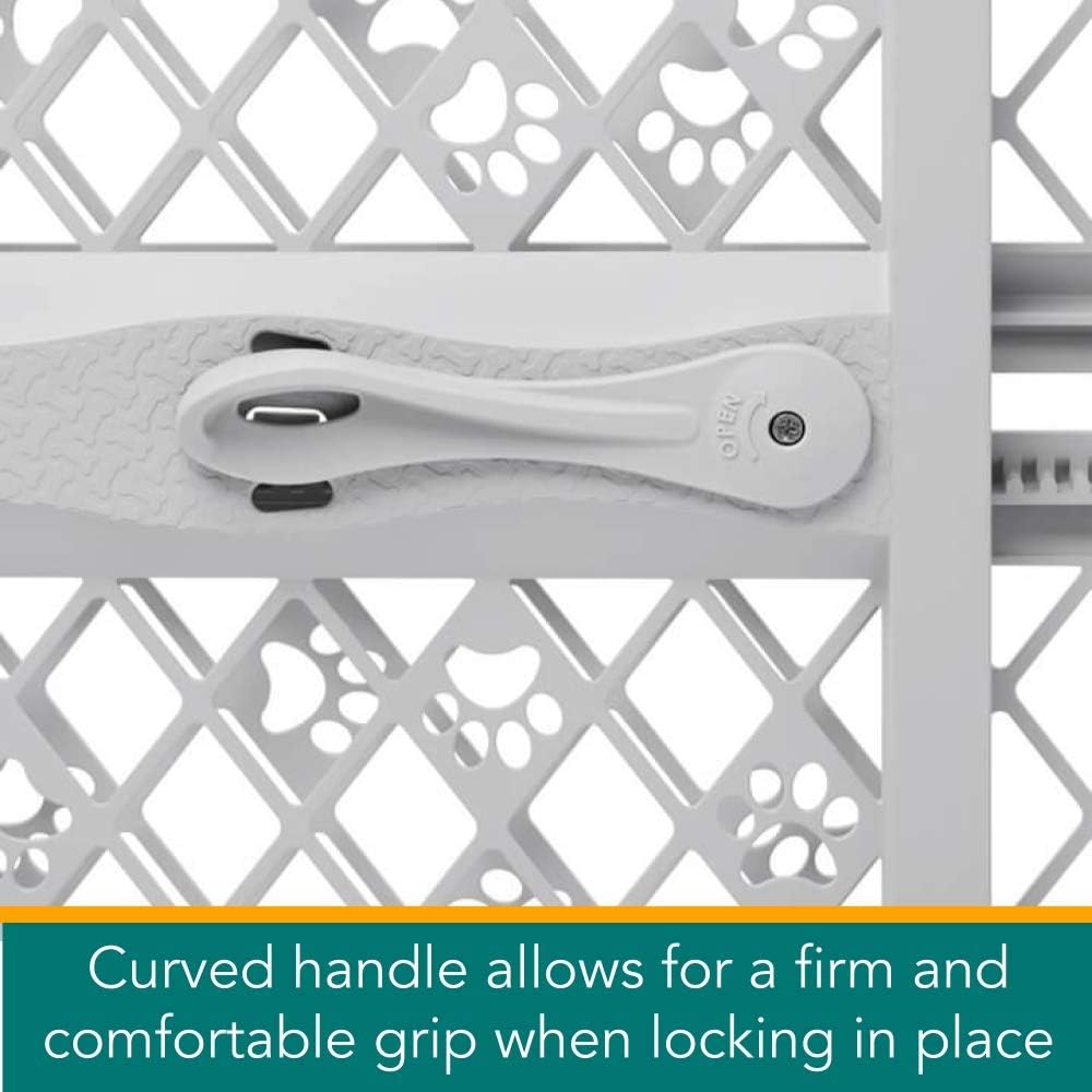 MYPET_North_States_Paws_Portable_Pet_Gate:_26-40"_Wide._Pressure_Mount._No_Tools_Needed._Made_in_USA._Dog_Gate_23"_Tall,_Expandable,_Durable_Dog_Gates_for_Doorways,_Light_Gray