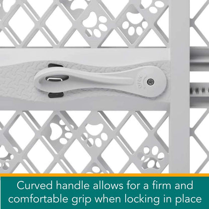 MYPET_North_States_Paws_Portable_Pet_Gate:_26-40"_Wide._Pressure_Mount._No_Tools_Needed._Made_in_USA._Dog_Gate_23"_Tall,_Expandable,_Durable_Dog_Gates_for_Doorways,_Light_Gray