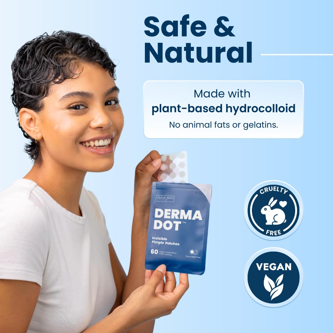 CLEAN_SKIN_CLUB_60_Invisible_Vegan_Pimple_Patches,_Derma_Dot_Hydrocolloid_for_Covering_Zits,_Blackhead,_Blemish,_Absorbing_Face_Cover_Sticker,_Skincare_Treatment,_Non_Toxic_Ingredients