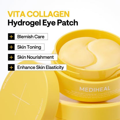 Mediheal Retinol Collagen | Vita Collagen Under Eye Patches - Korean Hydrogel Eye Pads (60 patches) with 95% Retinol & 5 Micro Collagen. Nourishing & Non Irritating Eye Gel Mask. Sealing Cap & Spatula Included.