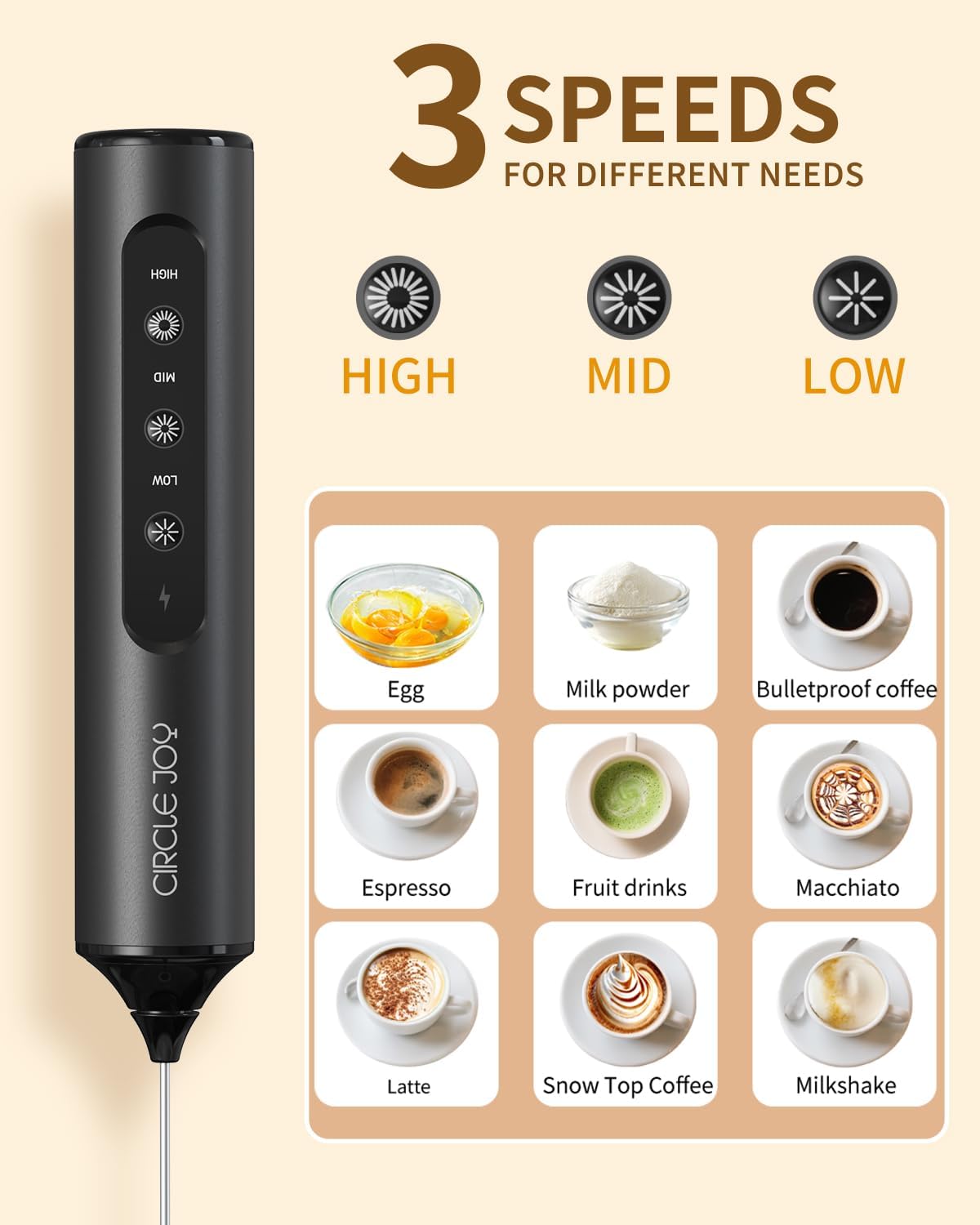 CIRCLE_JOY_Rechargeable_Handheld_Milk_Frother_Wand_with_3_Variable_Speeds,_3_Whisks_and_Storage_Box,_Electric_Drink_Mixer_for_Latte,_Cappuccino,_Hot_Chocolate,_Eggs_and_Protein_Powder,_Black