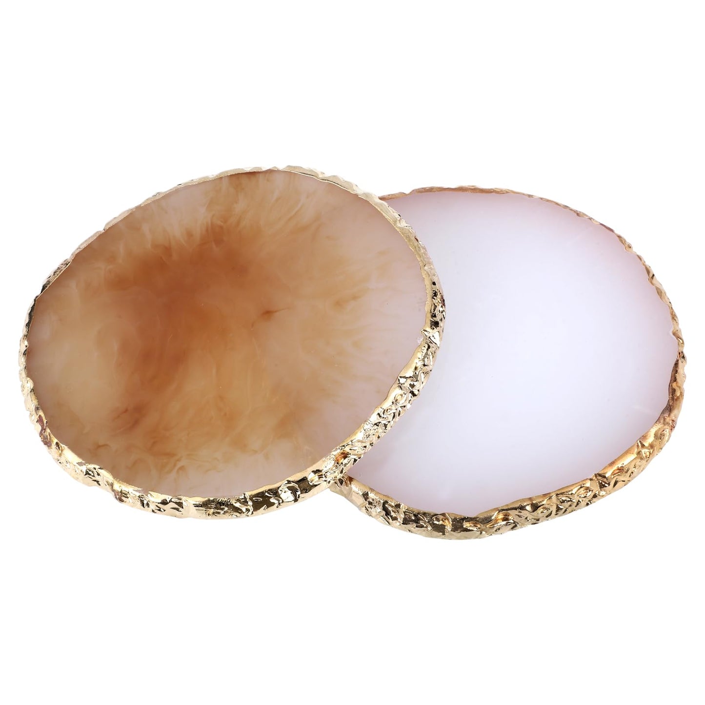 2 Pcs Resin Nail Art Palette, Nails Art Painting Mixed Color Palettes Gold Edge Nail Holder Nails Arts Display Board Easter Gifts for Women Easter Basket Stuffers(Coffee, White)