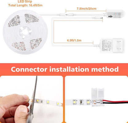 WOBANE_LED_Strip_Lights,_Motion_Sensor_Light_Strip_with_Remote_and_Adapter,_Night_Light,_Dimmable_Function,_16.4ft/32.8f_Tape_Lighting_for_Kitchen,_Under_Cabinet,_Bedroom,_Shelf,_Bed,_Warm_White/White