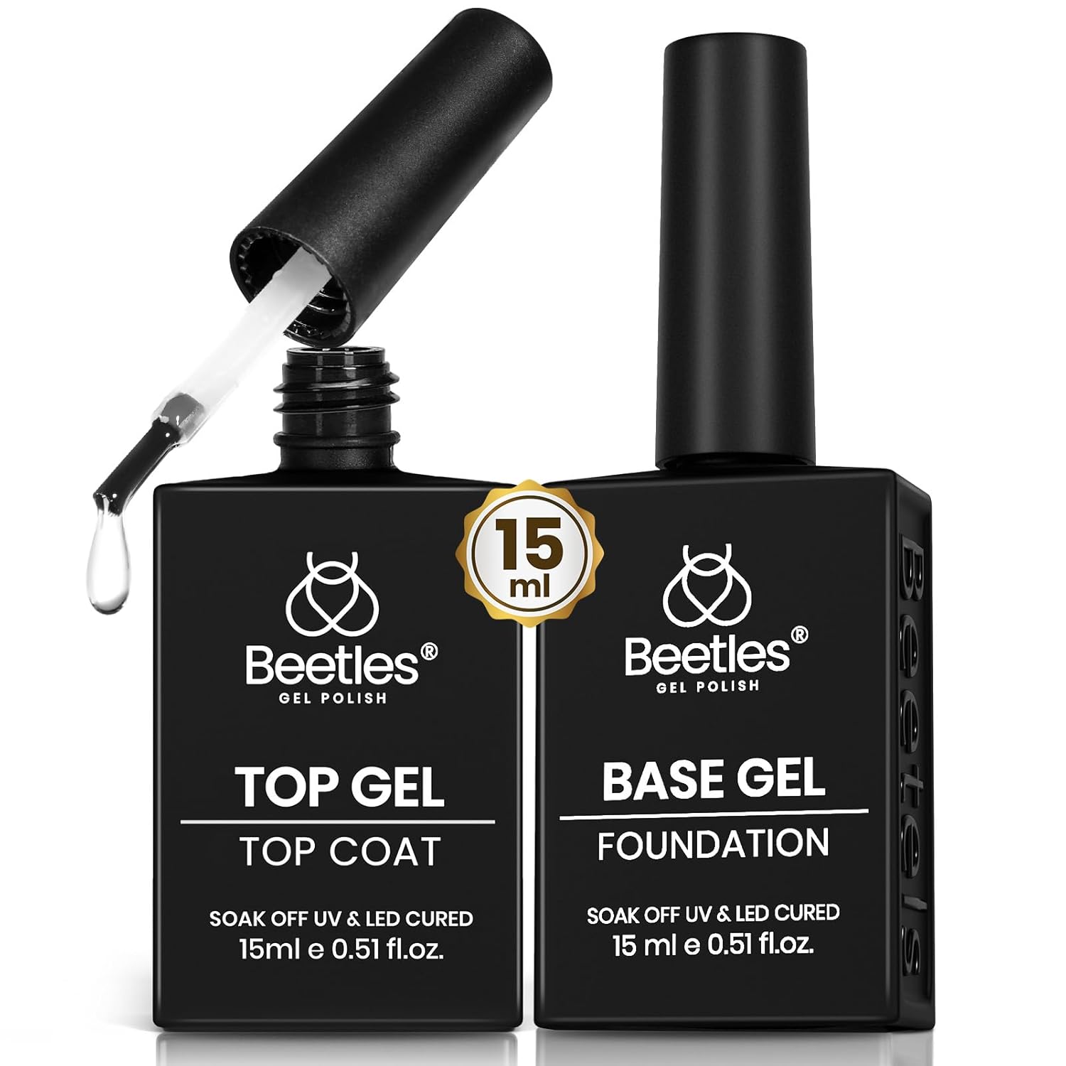 Beetles_No_Wipe_Gel_Top_Coat_and_Base_Coat_Set_for_Gel_Nail_Polish_-_2Pcs_15ml_Super_Shiny_and_Long_Lasting_Soak_Off_UV/LED_Lamp_Nail_Art_Design_Gift