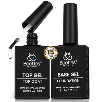 Beetles_No_Wipe_Gel_Top_Coat_and_Base_Coat_Set_for_Gel_Nail_Polish_-_2Pcs_15ml_Super_Shiny_and_Long_Lasting_Soak_Off_UV/LED_Lamp_Nail_Art_Design_Gift
