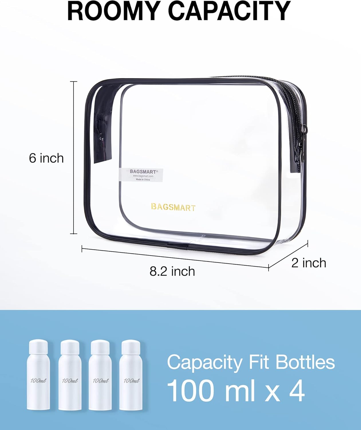 BAGSMART_Clear_Toiletry_Bag,_2_Pack_TSA_Approved_Travel_Toiletry_Bag_Carry_on_Travel_Accessories_Bag_Airport_Airline_Quart_Size_Bags_Water_Repellent_Makeup_Cosmetic_Bag_for_Women_(Black-2pcs)