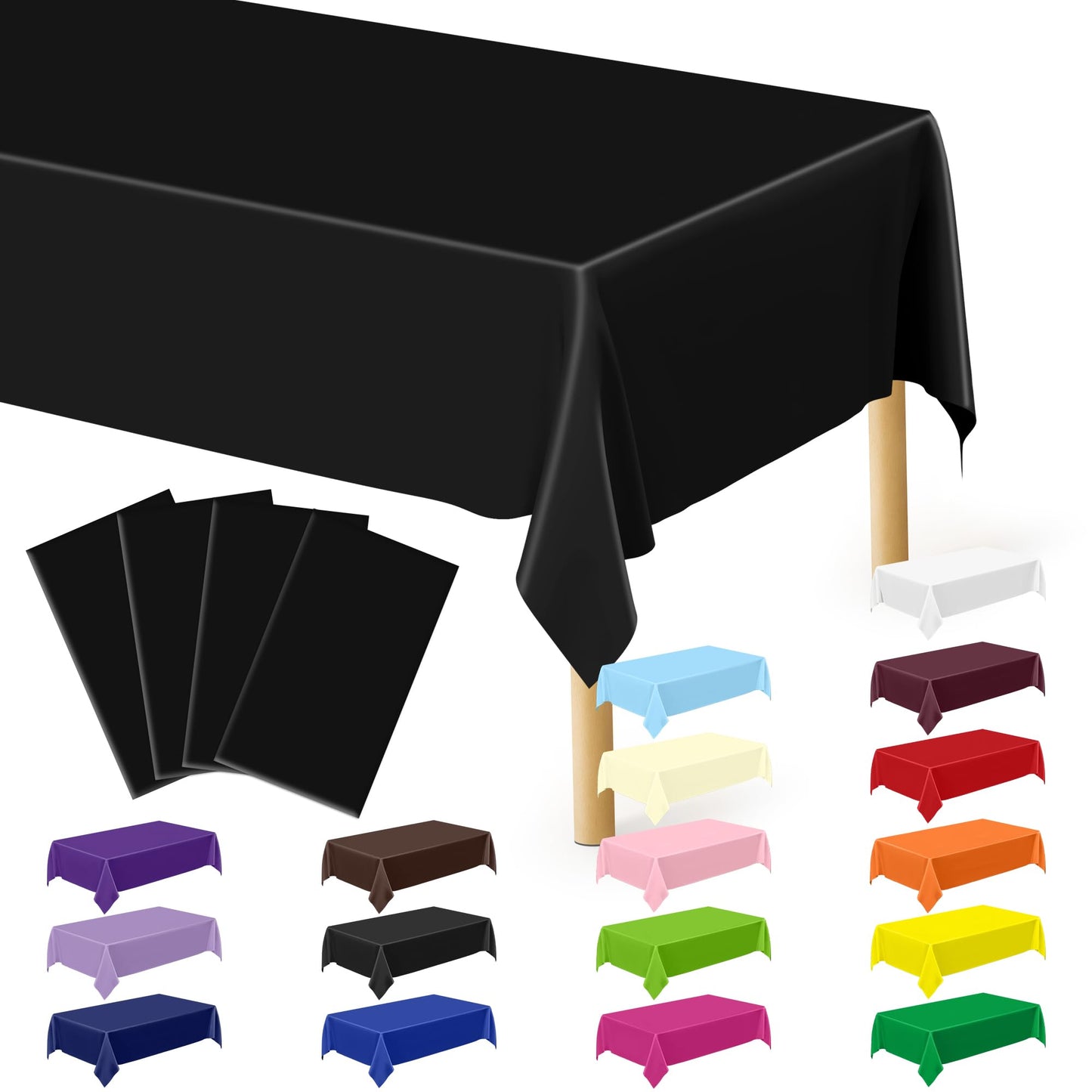 Black - 4pcs 54x108 in