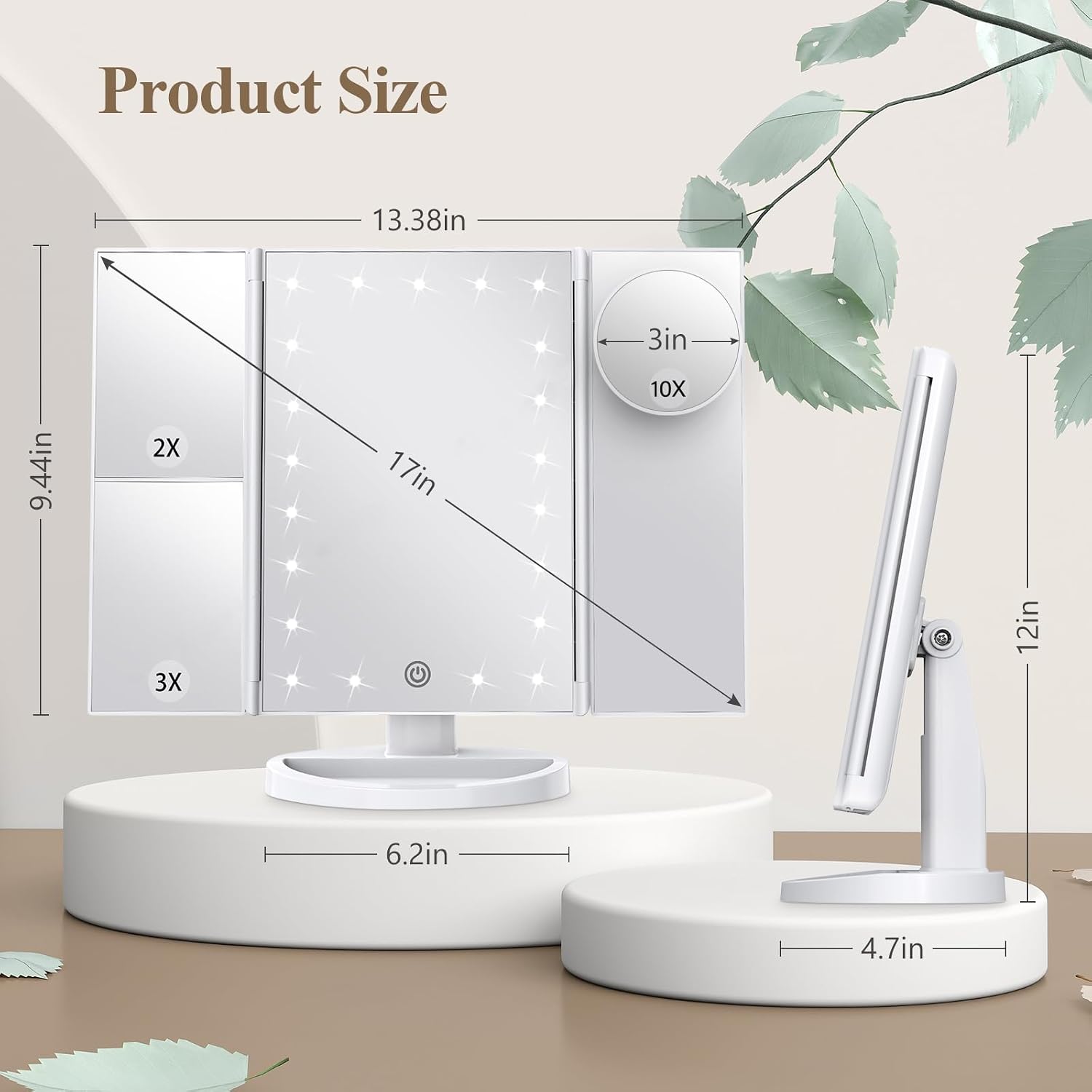 HUONUL_Makeup_Mirror,_Vanity_Mirror_with_Lights,_2X/3X/10X_Magnification,_Touch_Control,_Trifold,_Dual_Power_Supply,_Birthday_Gifts_for_Women,_Wife,_Mom,_Girls,Dorm_Room_Essentials